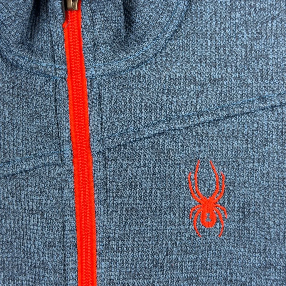 Spyder Mens Full Zip Sweater Knit Fleece Vest Blue Orange 787206 Size M